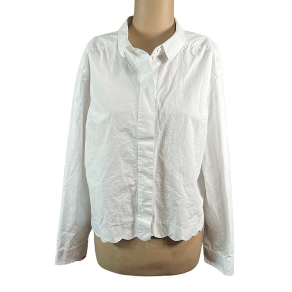 COS White Scalloped Edge Button Down Size 10 - Picture 2 of 10